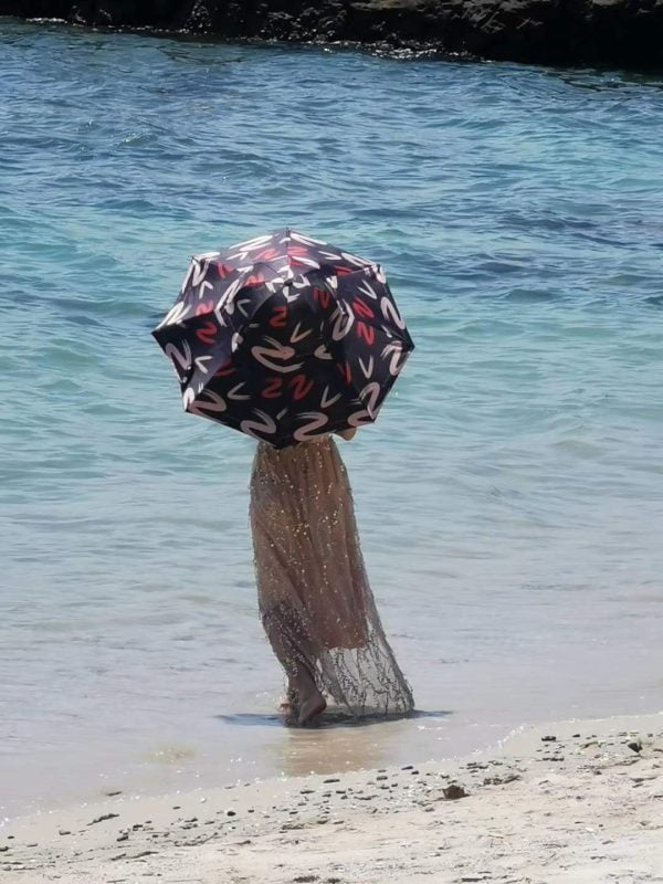 Hat Shaped Umbrella From Rear