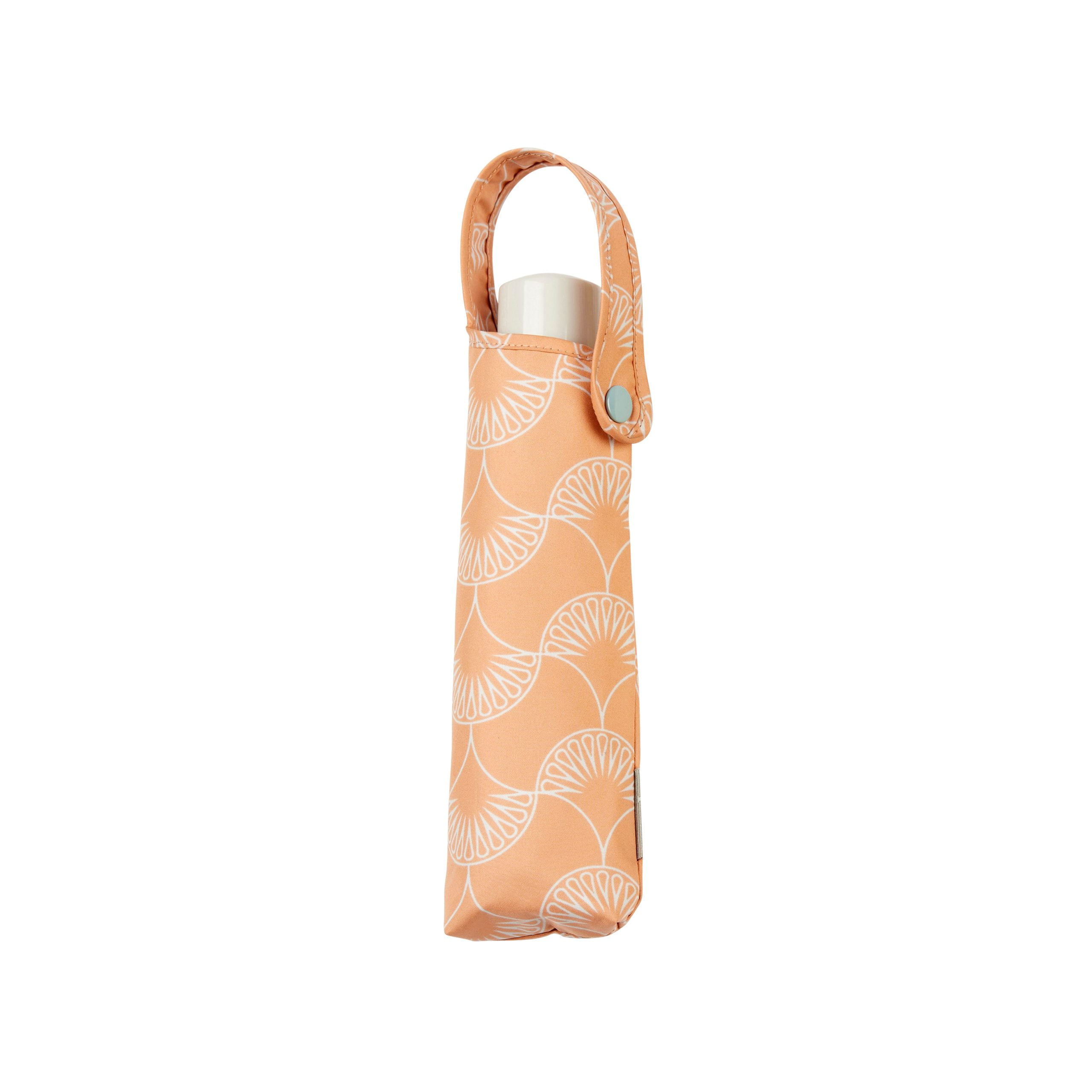 Ladies UV Compact Umbrella - peach patterned - with carry sleeve