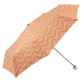 Ladies UV Protective Compact Umbrella - peach patterned - open - side view