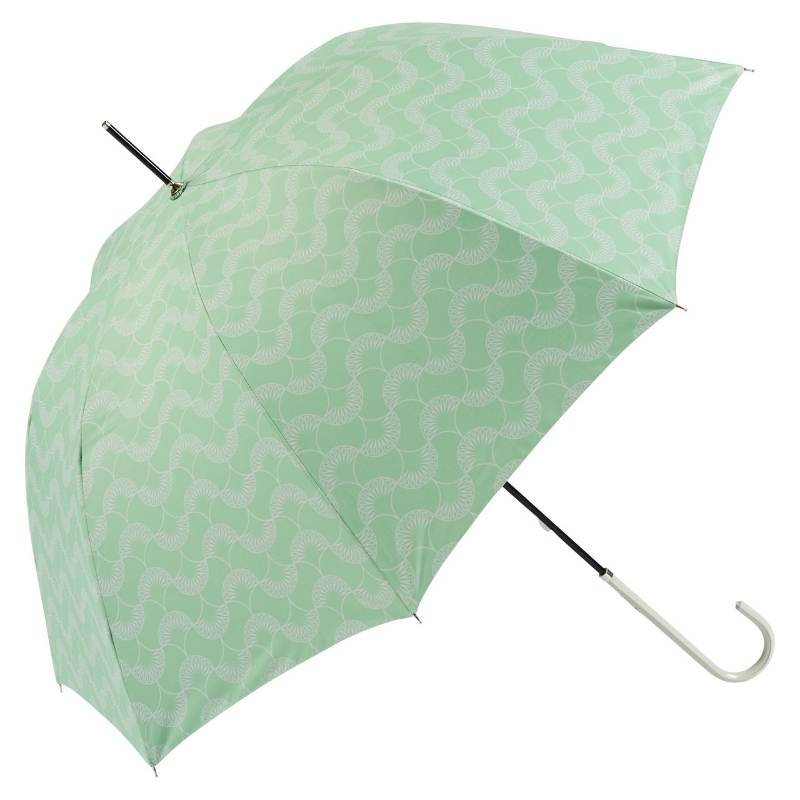 Ladies UV Protective Umbrella - mint green patterned - open - side view