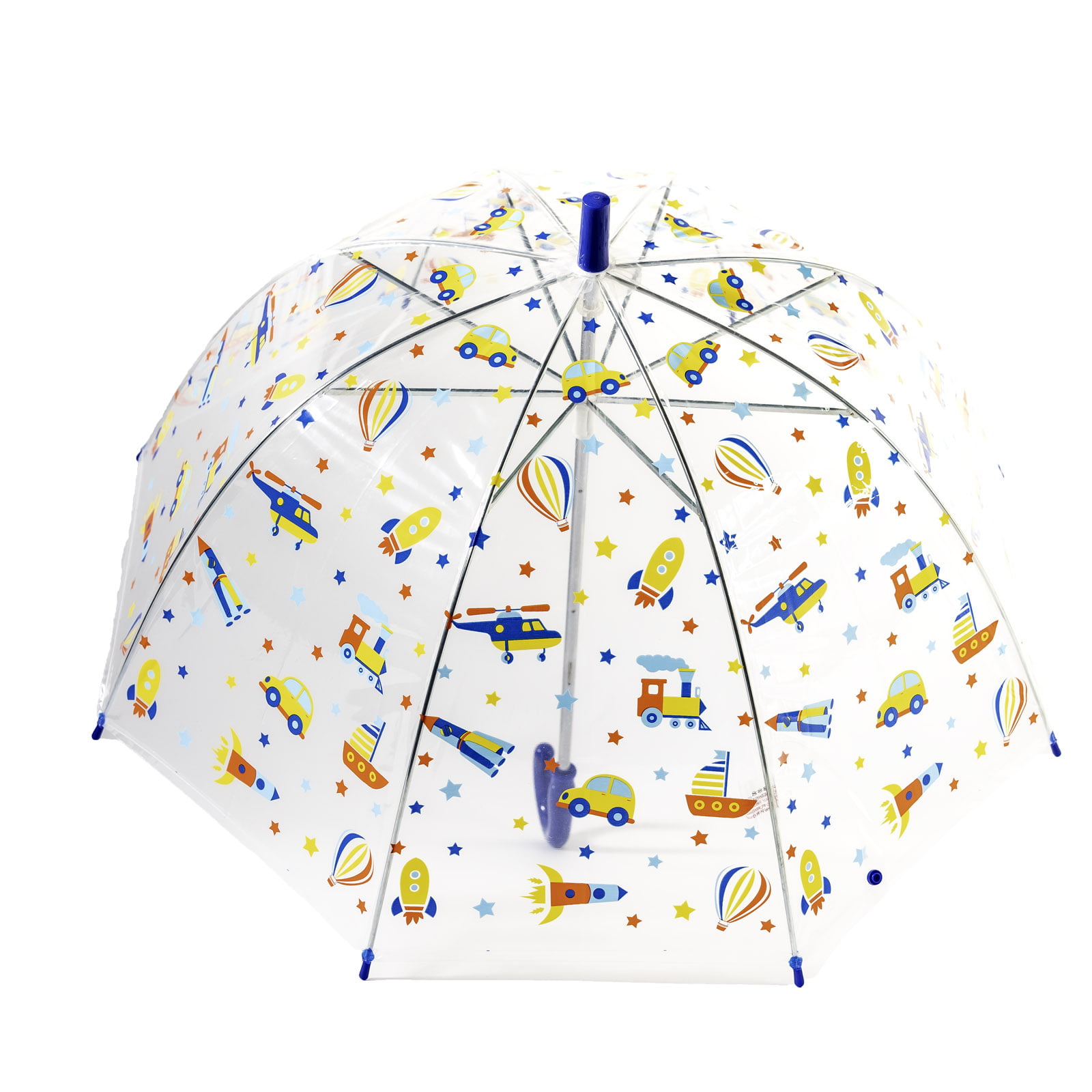Boy's clear dome umbrella canopy viewed from above