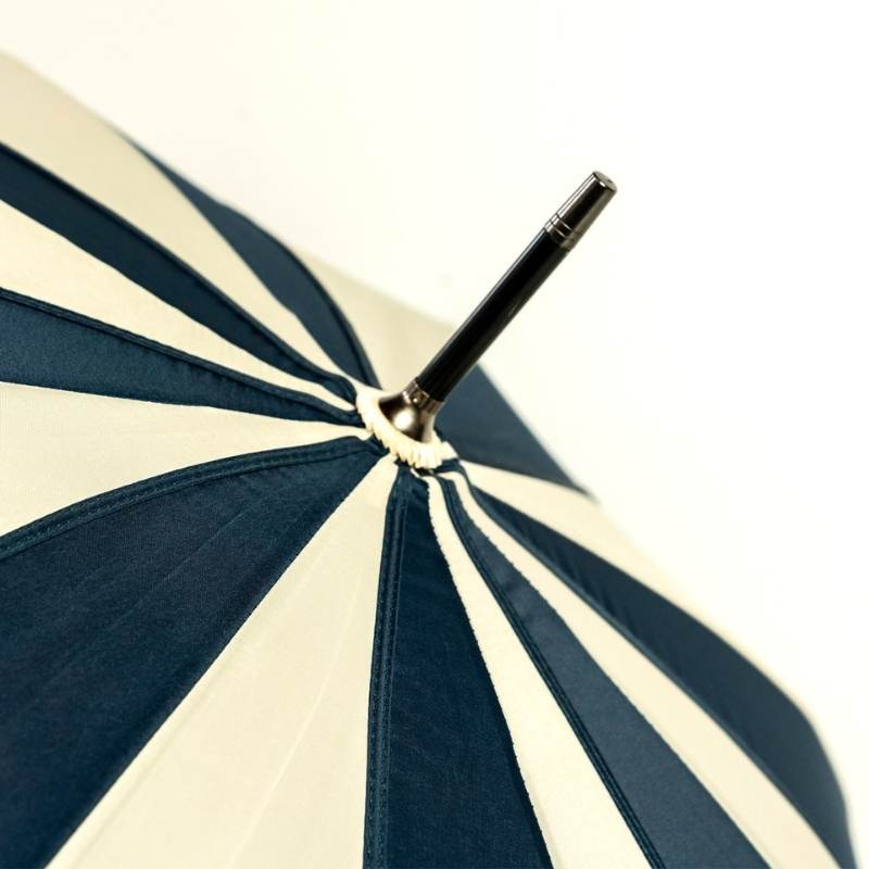 Navy and Cream Petal Swirl Umbrella - close-up of top of canopy