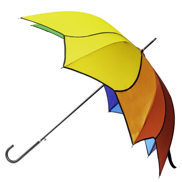 Rainbow Petal Swirl Umbrella - Open, Angled