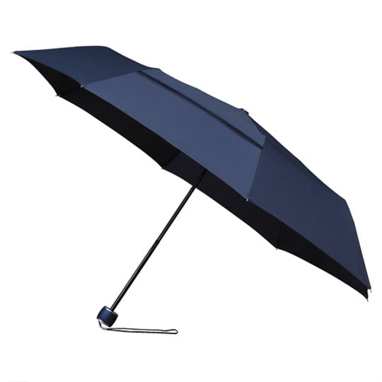 Navy Blue ECO Compact Folding Umbrella viewed from side
