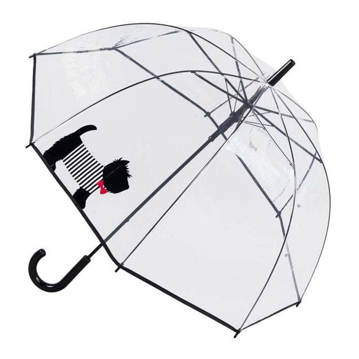 Scottie Dog Umbrella, clear dome umbrella with image of a Scottish Terrier.
