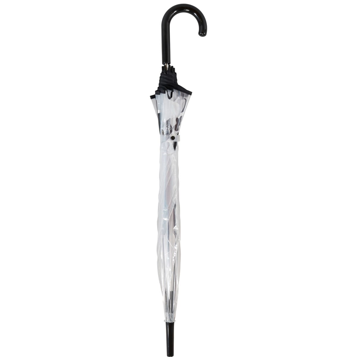 Ladies Umbrella Dome Clear Walking Stick with Matching Handle Colour Trim 