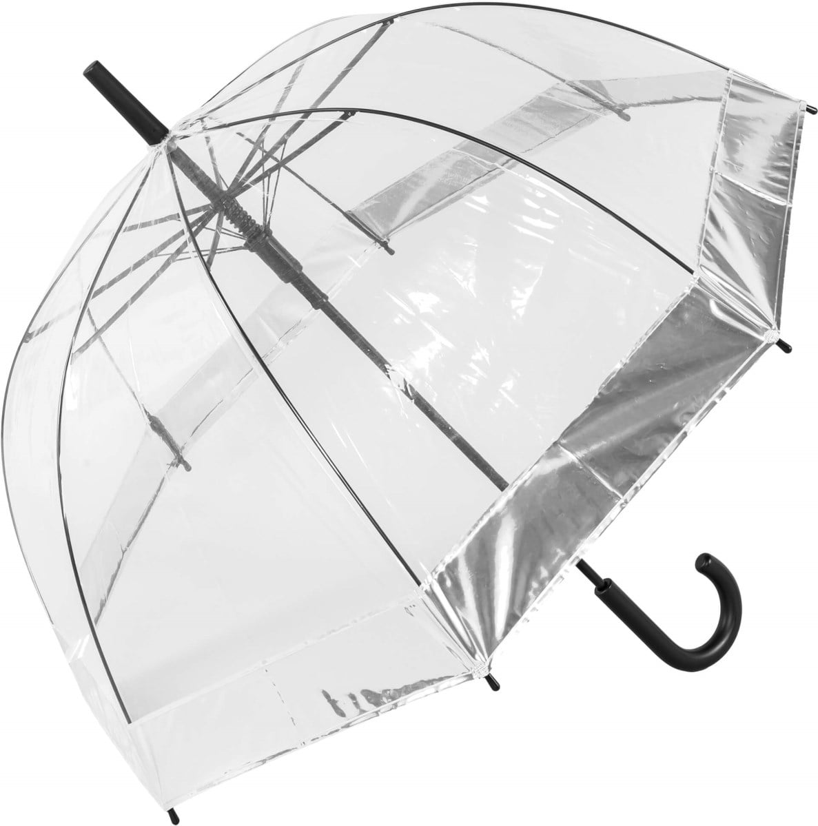 Silver Border Clear Dome Umbrella - open