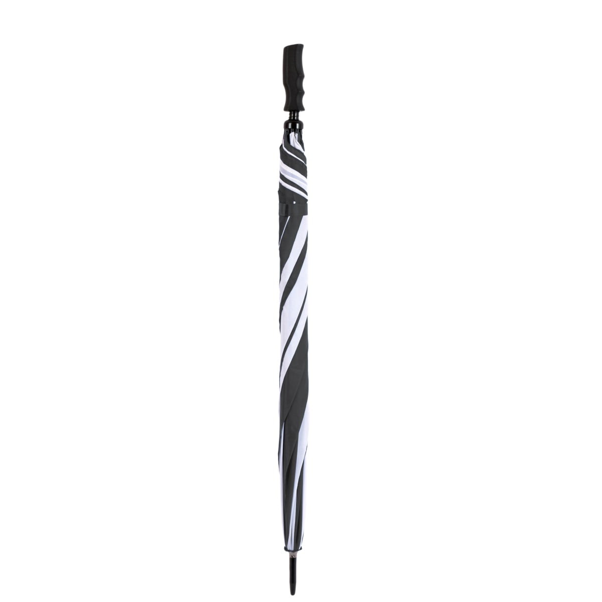 Black & White Golf Umbrella - Windproof - closed, vertical