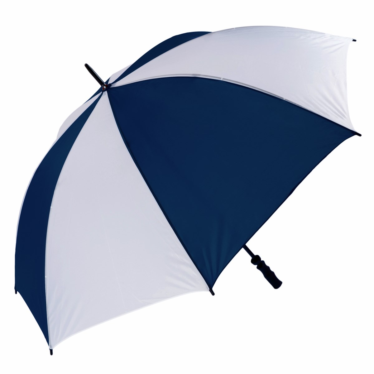 Navy and White Golf Umbrella - open, angled