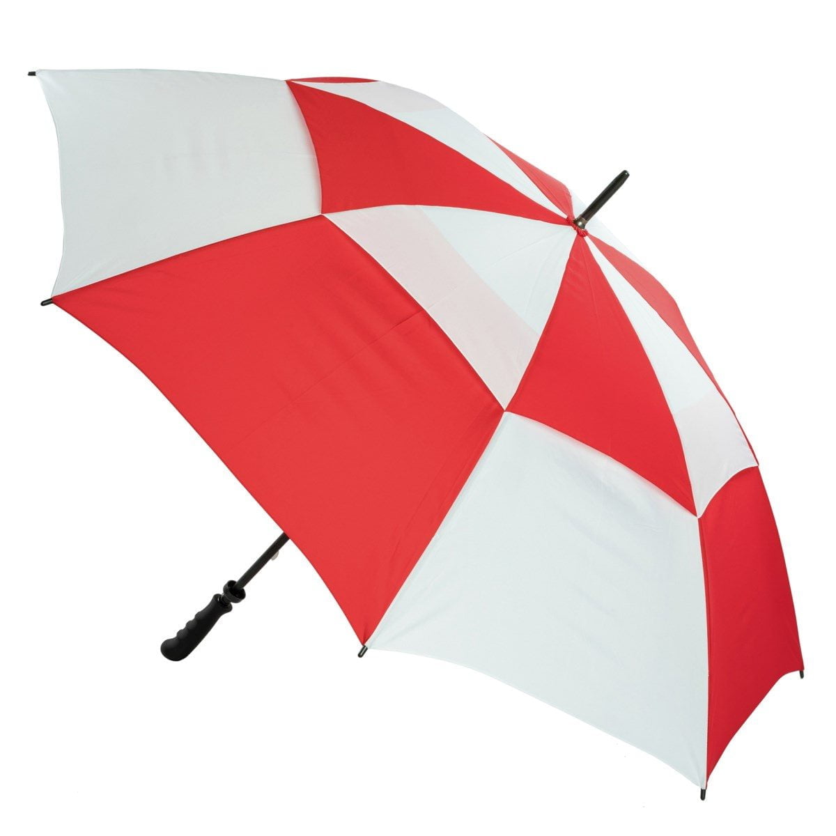 red & white vented golf umbrella, 100% windproof!