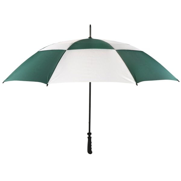 Green &Amp; White Vented Golf Umbrella - Windproof - Open