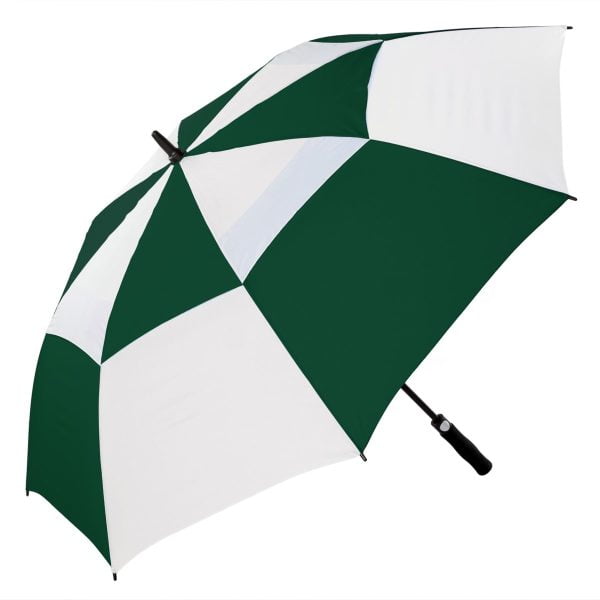 Green &Amp; White Golf Umbrella, Automatic, Windproof, Vented!