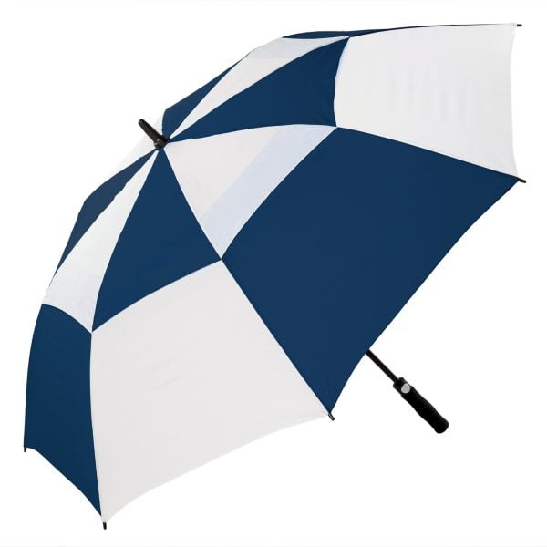 Premium Navy &Amp; White Golf Umbrella With Windproof Vented Canopy And Auto-Open Mechanism.