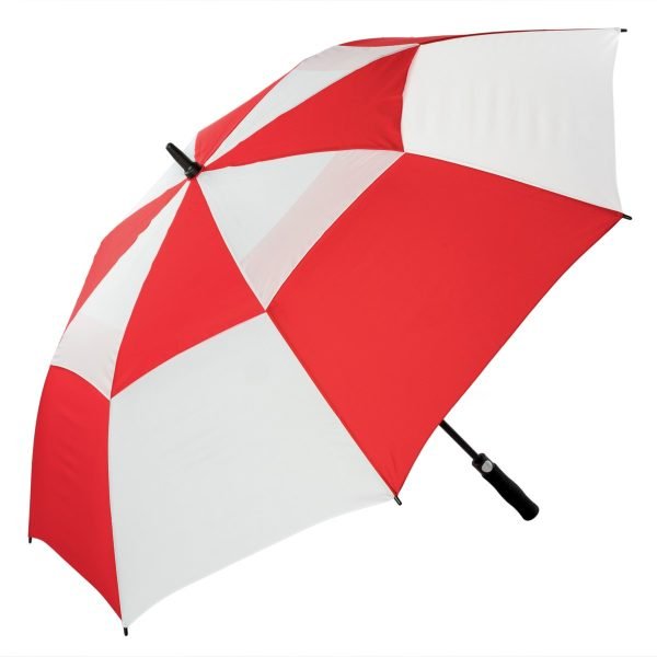 Premium Red &Amp; White Golf Umbrella , Windproof, Vented And Automatic Opening!