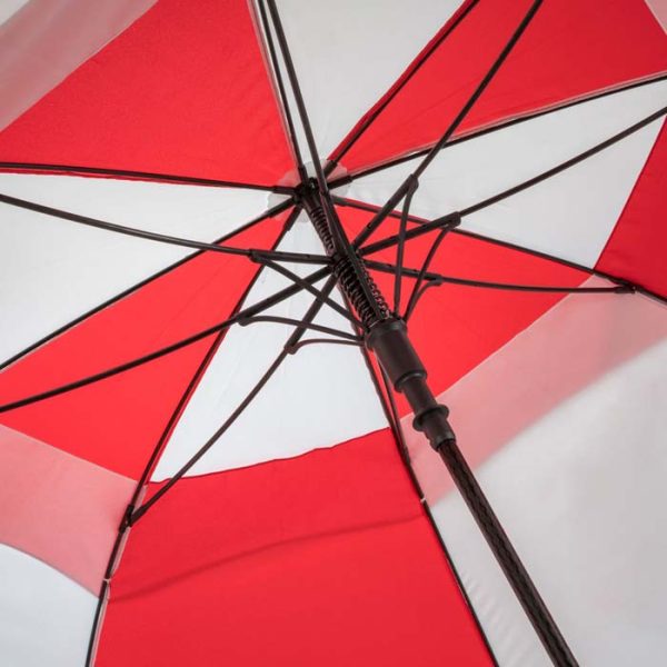 Underside And Frame Of Premium Red &Amp; White Golf Umbrella - Vented - Windproof - Auto-Open