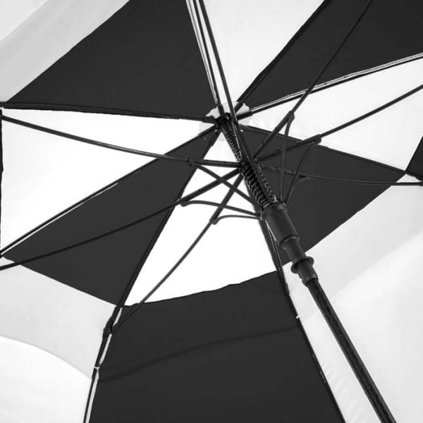 Underside And Frame Of Premium Black &Amp; White Golf Umbrella - Vented - Windproof - Auto-Open