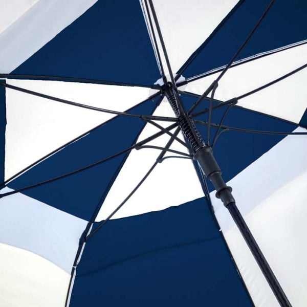 Underside And Frame Of Premium Navy &Amp; White Golf Umbrella - Windproof - Auto-Open