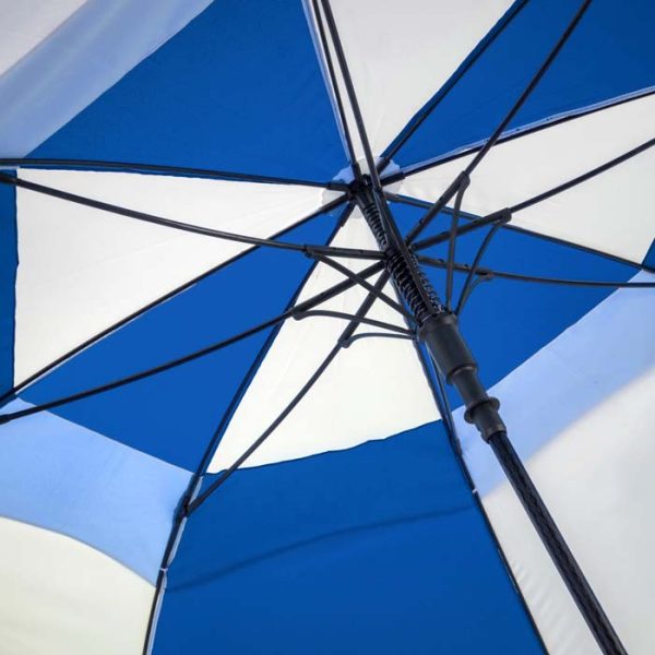 Underside And Frame Of Premium Blue &Amp; White Golf Umbrella - Vented - Windproof - Auto-Open