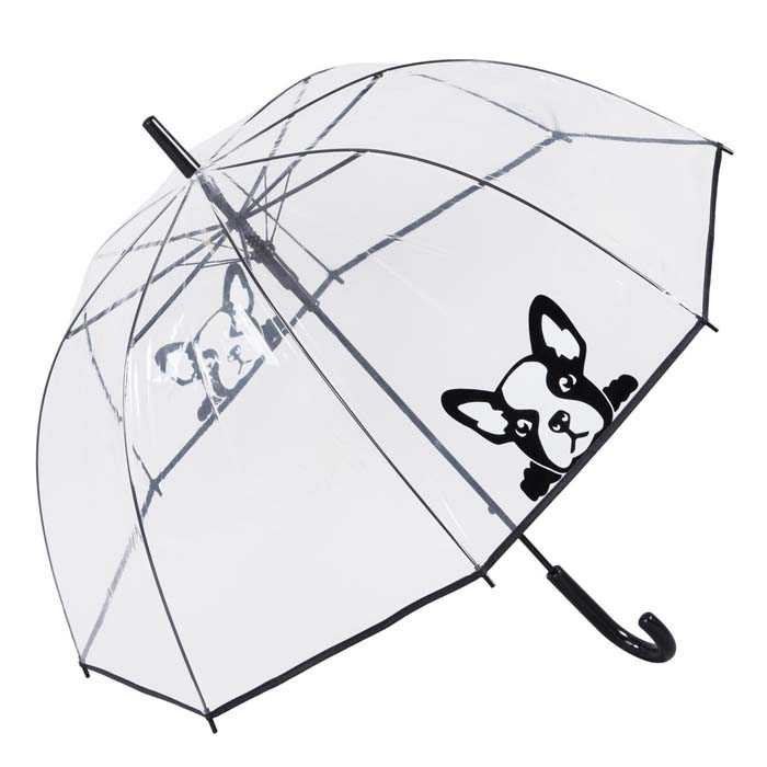 French Bulldog Clear See-through Dome Umbrella 