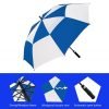 Infographic showing features of Premium Blue & White Golf Umbrella - Vented - Windproof - Auto-Open