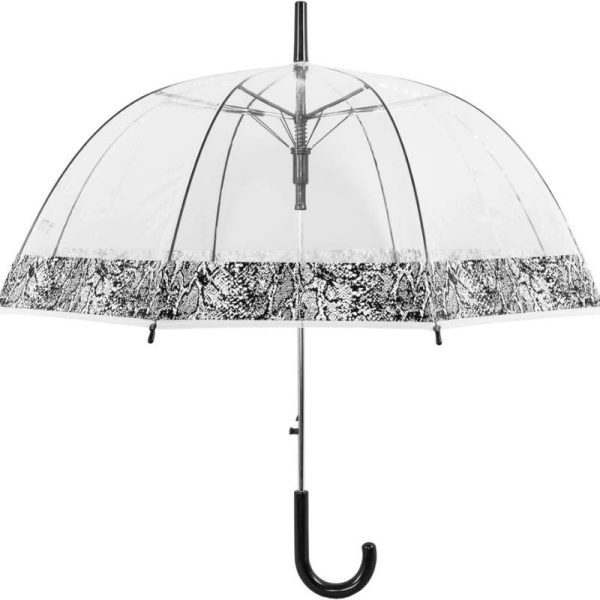 Snakeskin Umbrella - Clear Dome Umbrella - Snakeskin Print Border - Open, Vertical