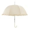 Frilly Ivory Walking Umbrella open, vertical
