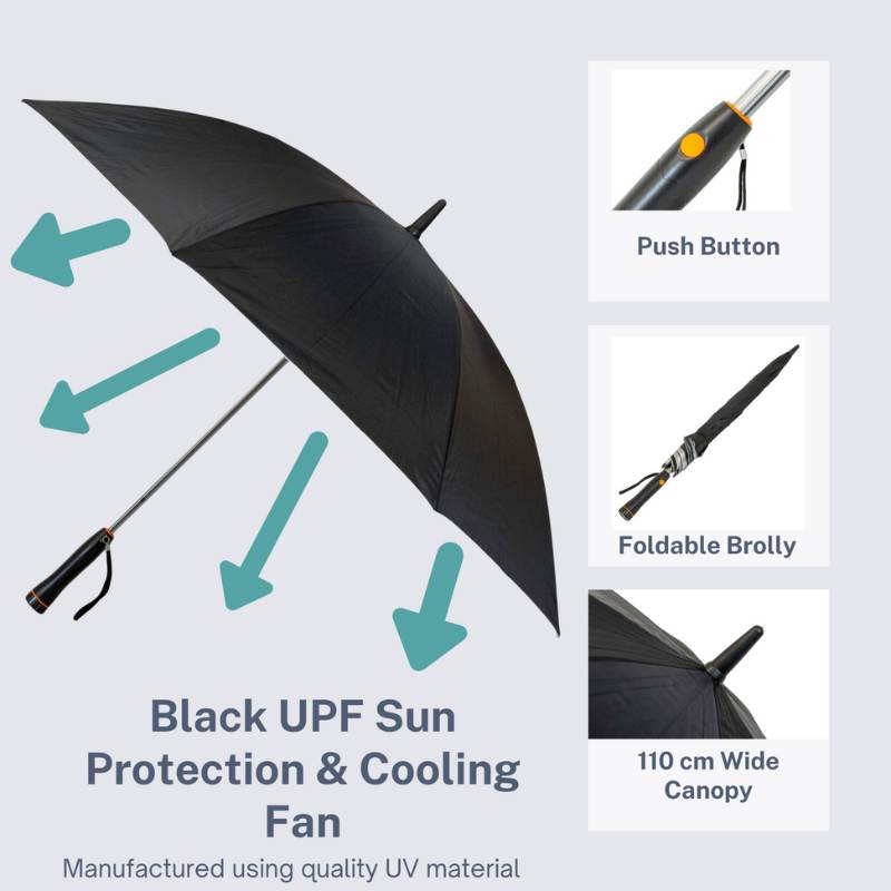 Black fan umbrella UV protection