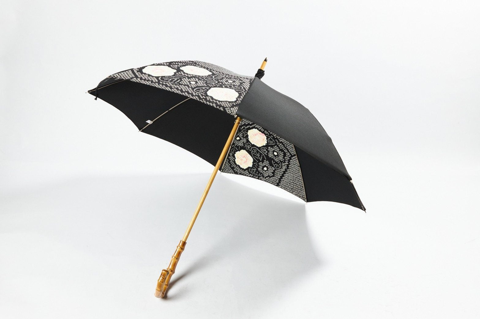 Japanese Kamon Kimono Umbrella Open Angled