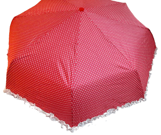 Pink polka dot compact umbrella canopy