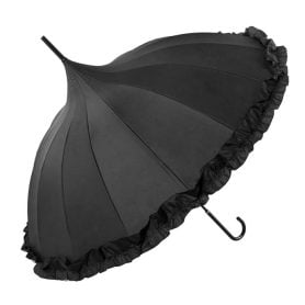 Frilled black pagoda umbrella