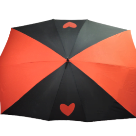 Our unique Valentine Duo umbrella, a rectangular umbrella designed for two people!