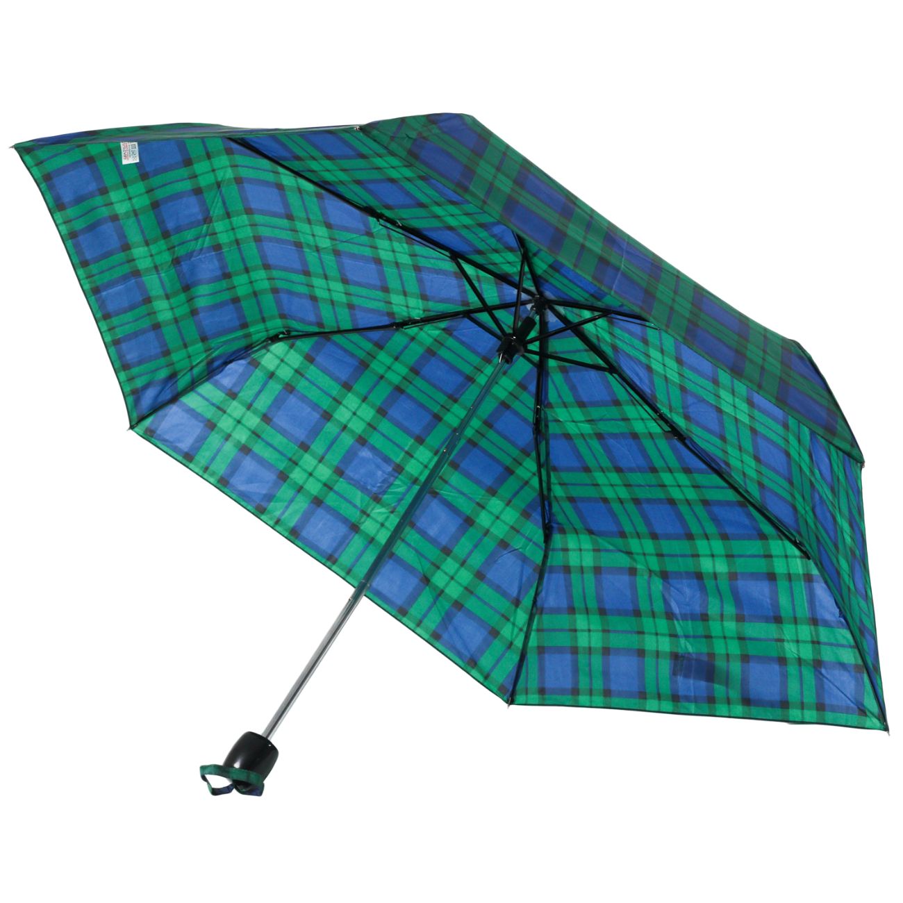 Green Tartan Folding Umbrella Side
