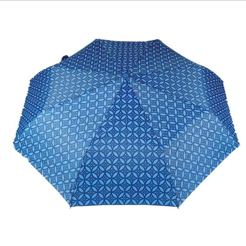 Blue Patterned Compact Umbrella