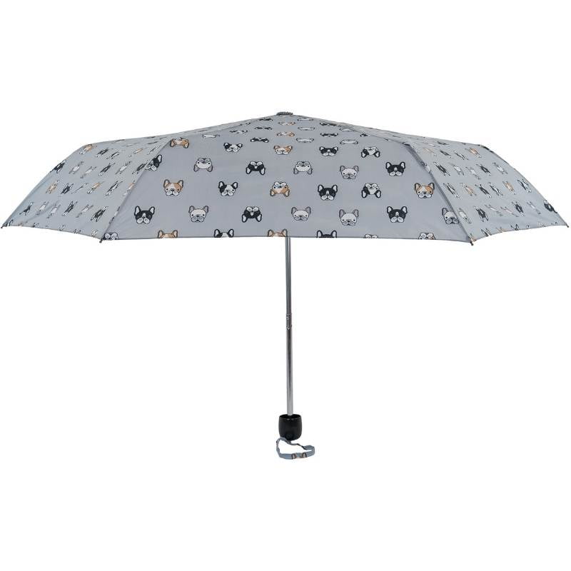 Dog print compact umbrella - open, side view