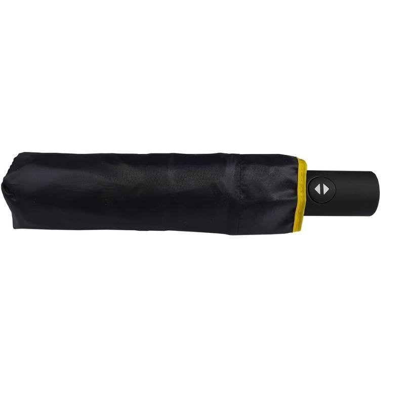 Yellow and Black Compact Umbrella closed with sleeve
