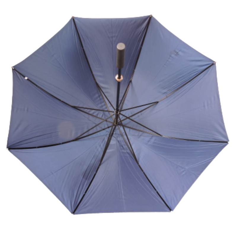 Navy blue golfing umbrella underside