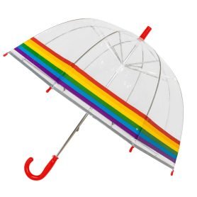 Clear children's umbrella with rainbow trim