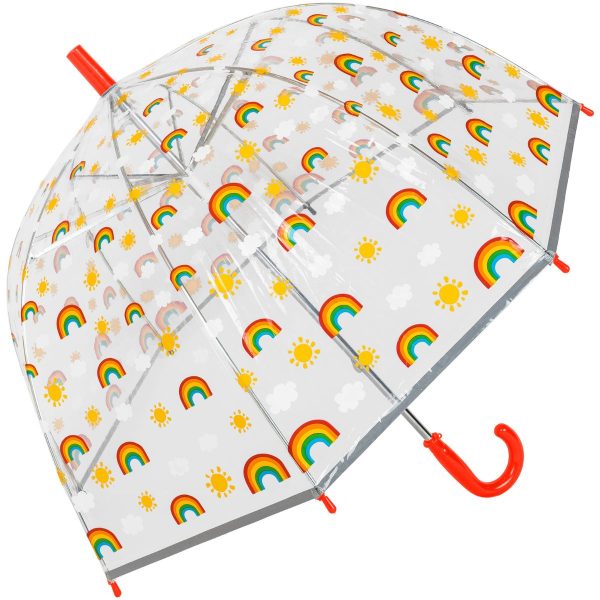 Clear Rainbow Umbrella With Red Handle And Tip