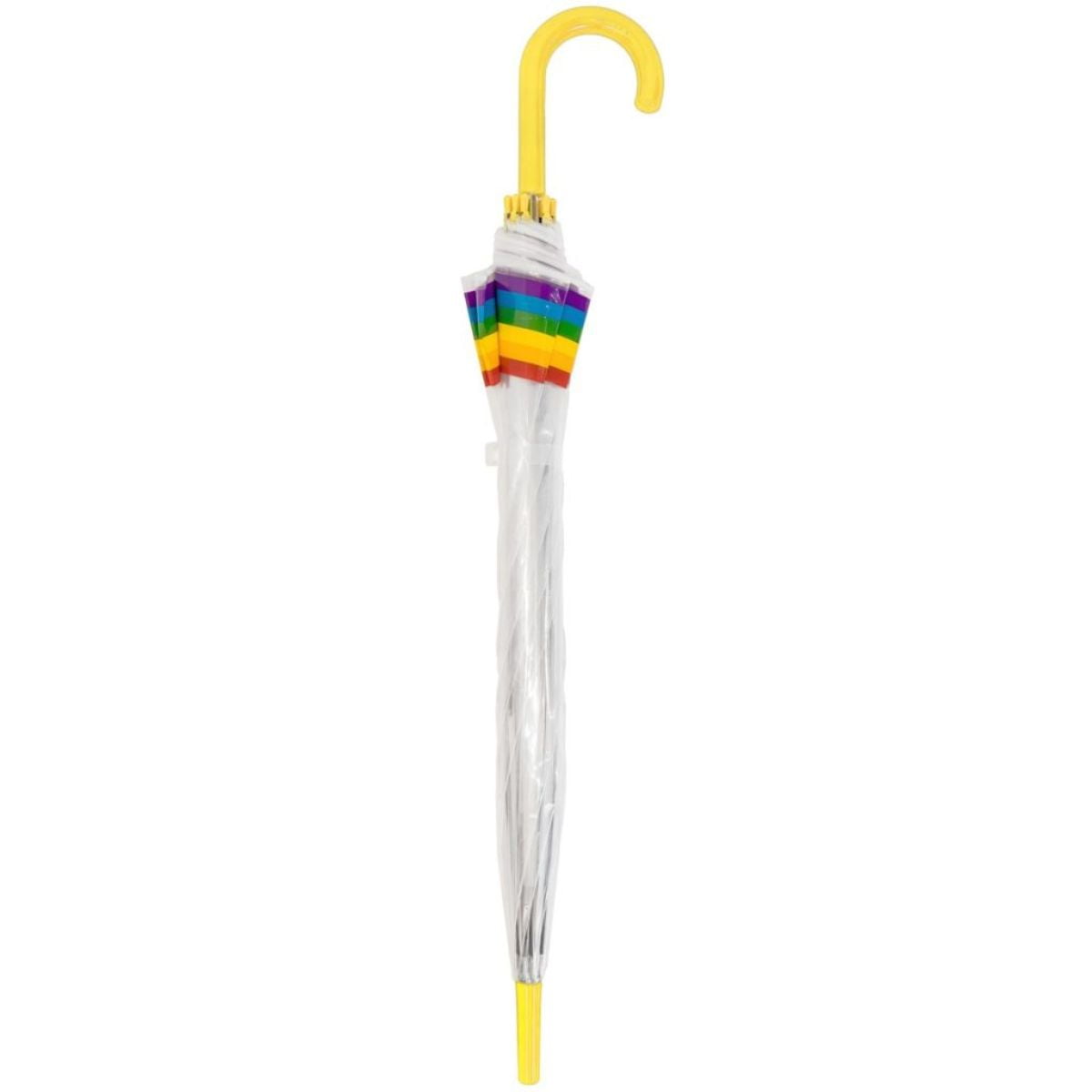 Rainbow Dome Umbrella with yellow handle and tip - closed