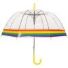 Rainbow Clear Dome Umbrella - yellow handle - side view