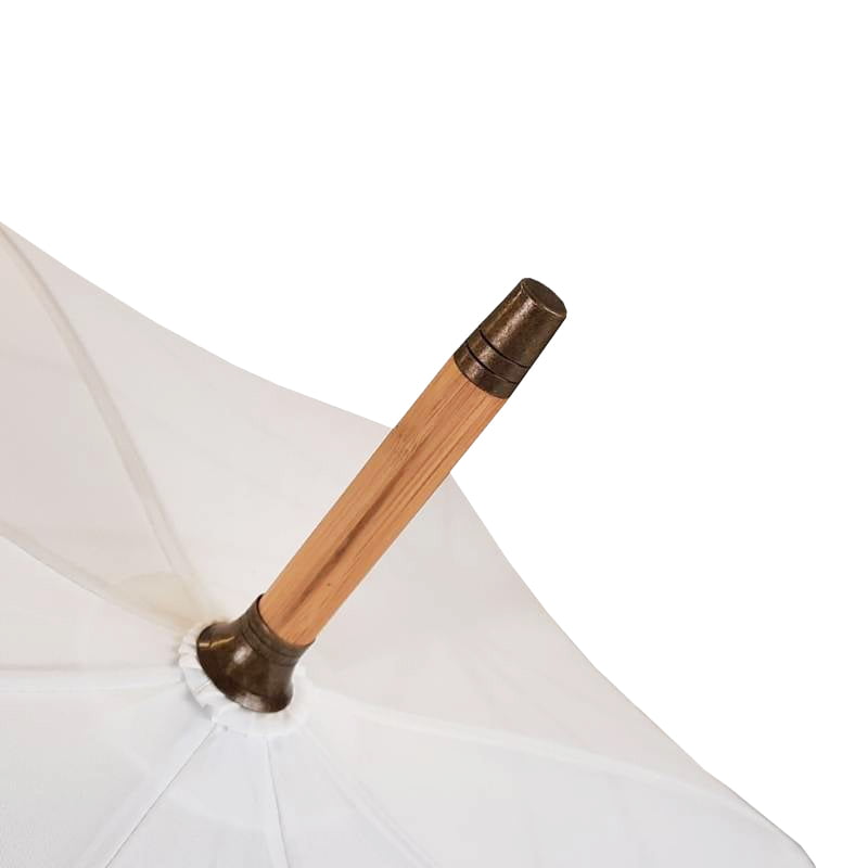 White eco umbrellas wooden tip