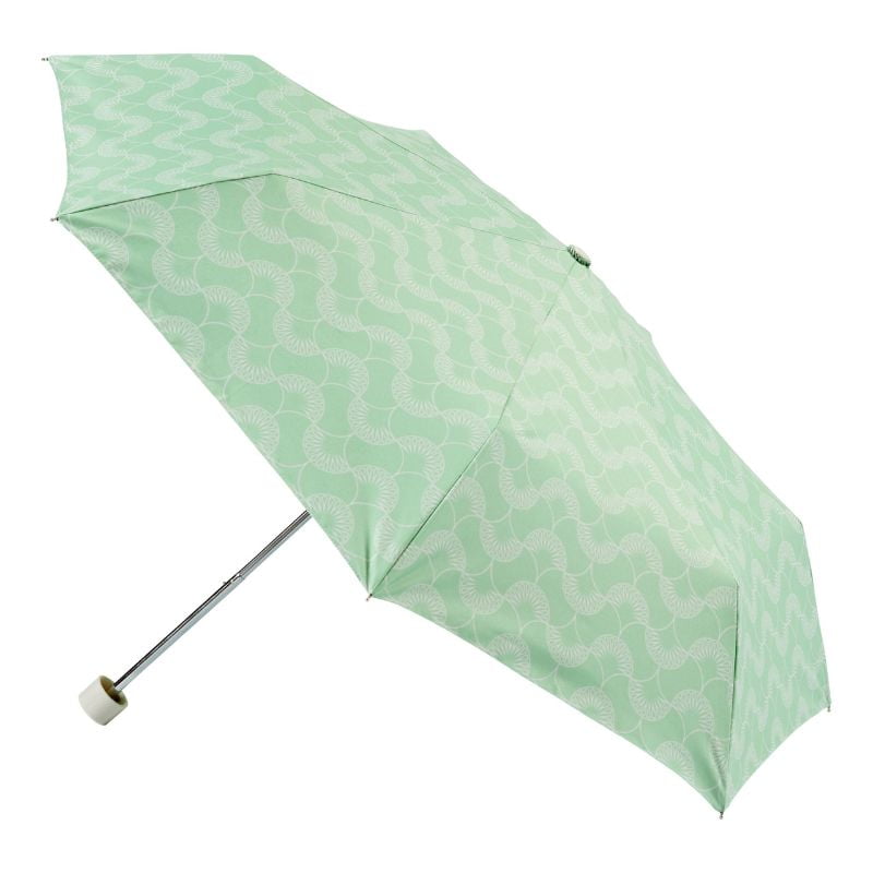 Green compact umbrella opened