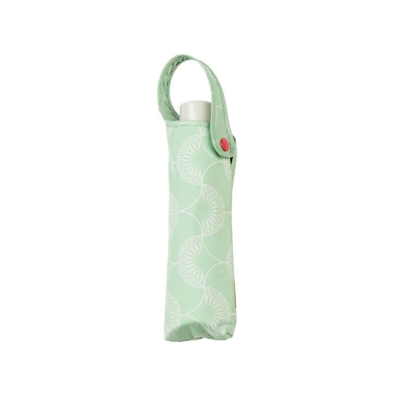 Ladies UV Protective Compact Umbrella - mint green patterned - with carry sleeve