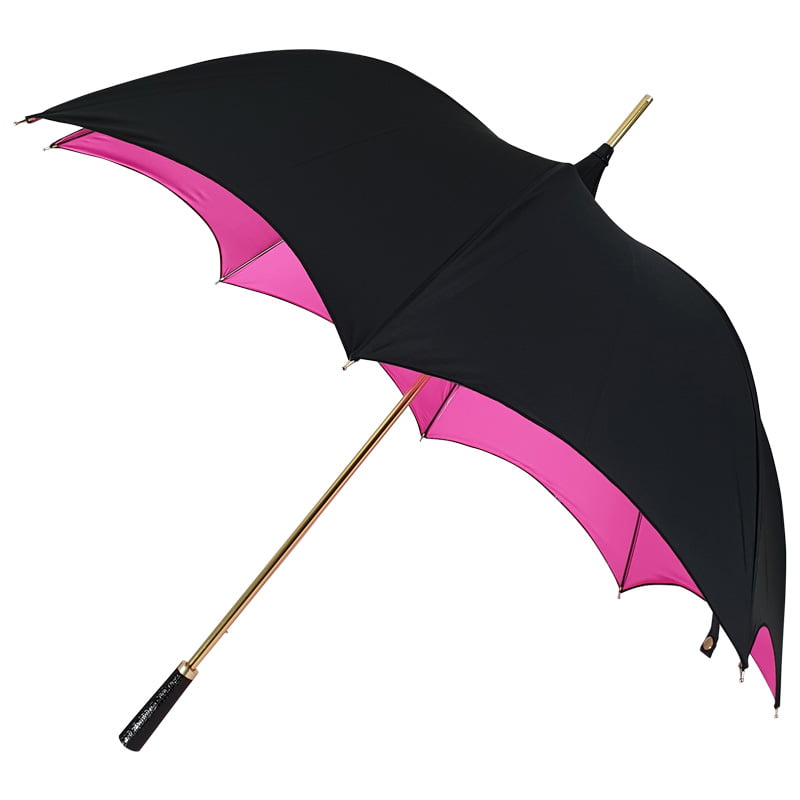 Esmerelda Black/Pink Gothic-Style Umbrella side angle