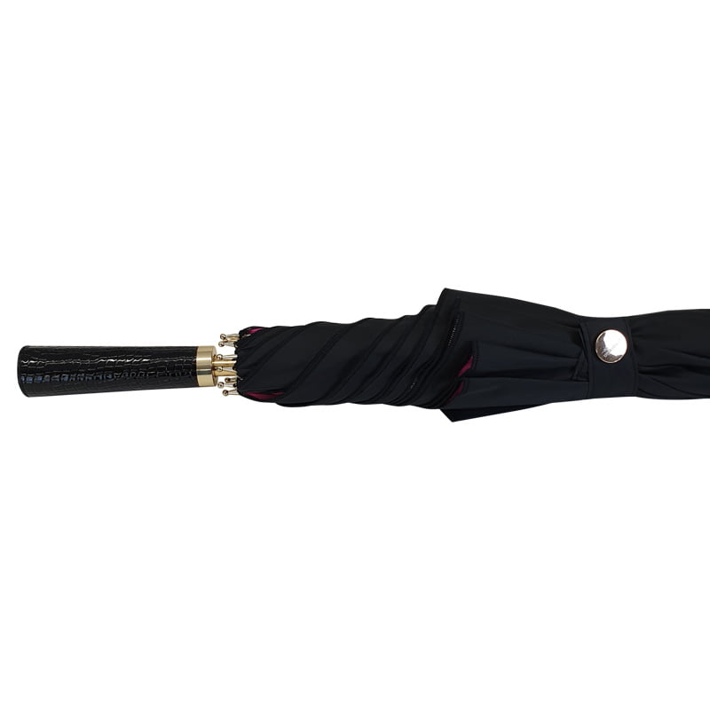 Esmerelda Black and Pink Gothic-Style Umbrella leather handle