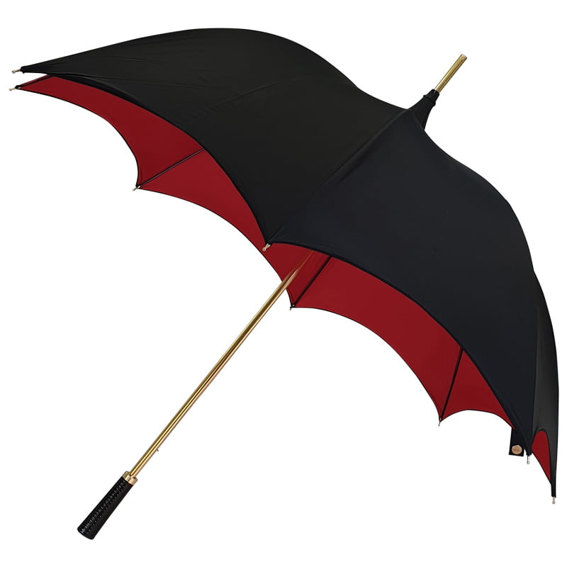 Bellatrix Black/Red Gothic Umbrella side angle view