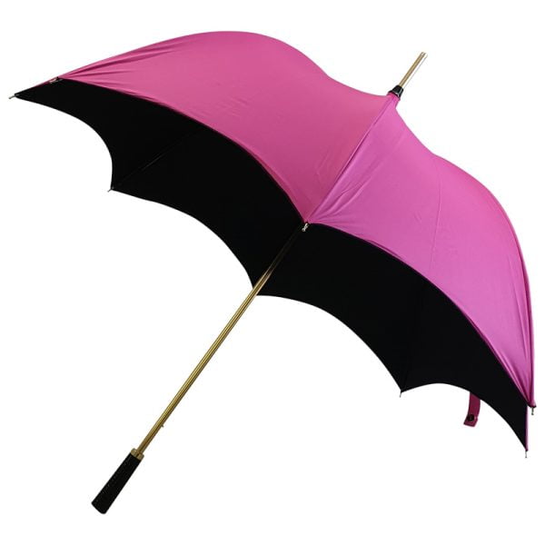 Sabrina Pink And Black Gothic-Style Umbrella Side View