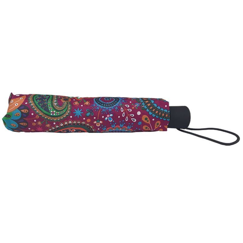 Paisley compact umbrella closed with sleeve