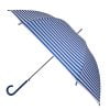 Blue and white stripy umbrella opened