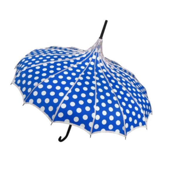 Blue Polka Dot Pagoda Umbrella